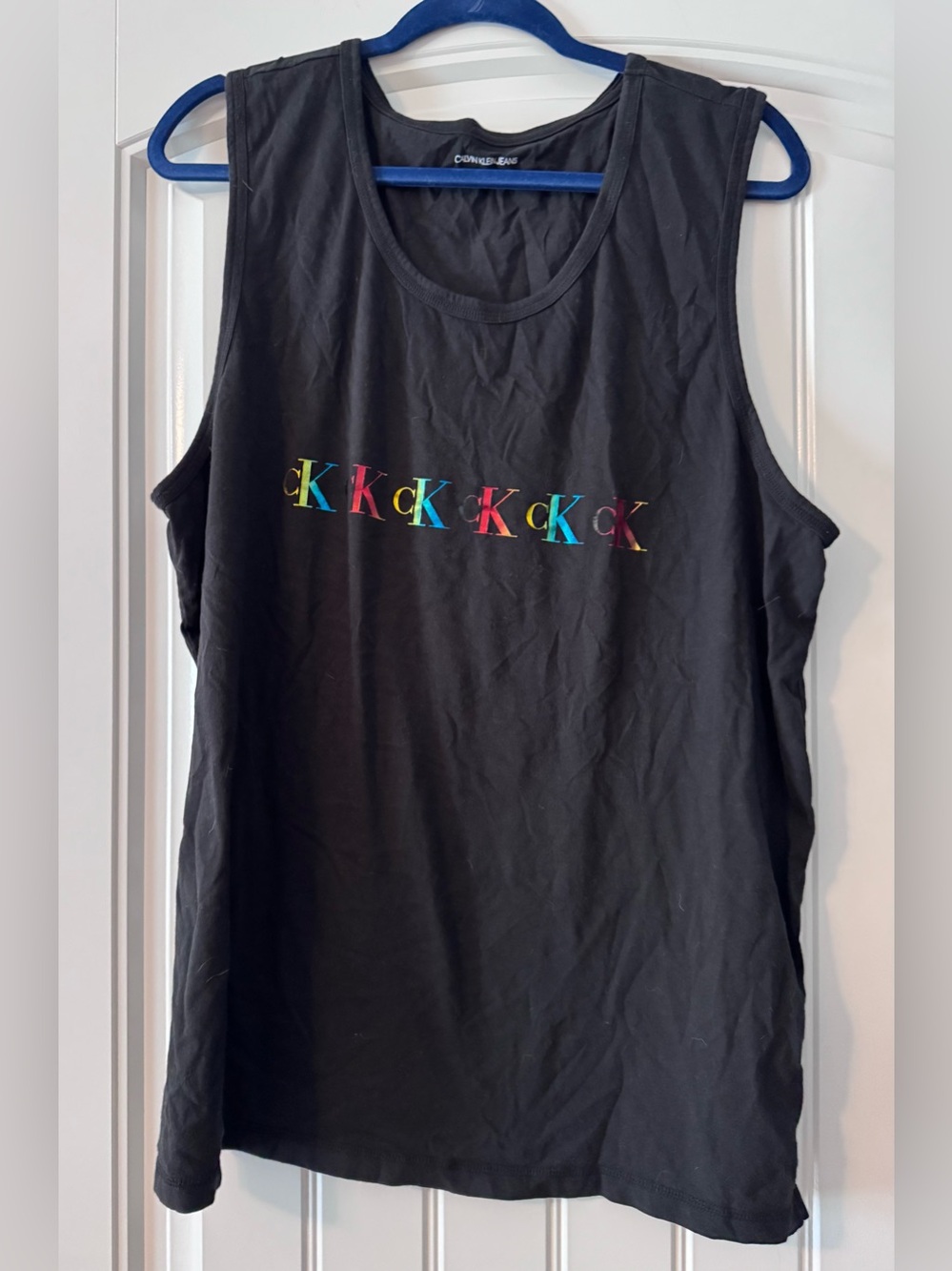 Calvin Klein Women's Black Tank Top with Multicolor Logo